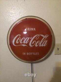 Rare Vintage 1960's Coca-cola Round Halo In Bottles Lightup Sign Works