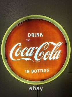 Rare Vintage 1960's Coca-cola Round Halo In Bottles Lightup Sign Works