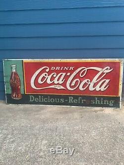 Rare Vintage Coca-Cola 1930s Metal Original Soda Sign