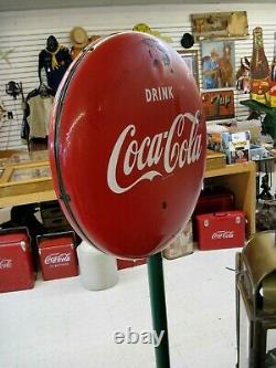 Rare Vintage Coca-Cola 24 Button Lollie Pop Sign Porcelain, Cast Iron Base