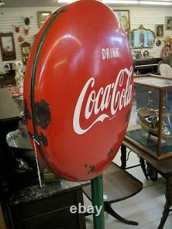 Rare Vintage Coca-Cola 24 Button Lollie Pop Sign Porcelain, Cast Iron Base