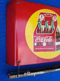 Rare Vintage Coca Cola Bag Holder Metal Sign