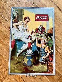 Rare Vintage Coca Cola Circus Clown Cardboard Poster 1936 Snyder & Black Litho