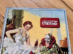 Rare Vintage Coca Cola Circus Clown Cardboard Poster 1936 Snyder & Black Litho