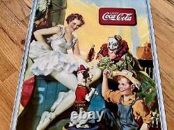 Rare Vintage Coca Cola Circus Clown Cardboard Poster 1936 Snyder & Black Litho