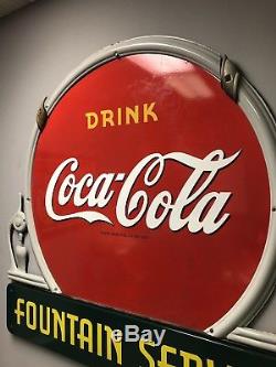 Rare Vintage Coca Cola Fountain Service Porcelain Sign Soda Machine Pepsi