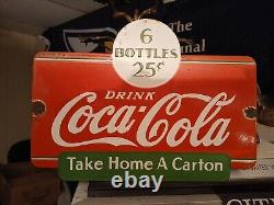 Rare Vintage Coca Cola Porcelain Sign Take Home A Carton Soda Pop Advertising