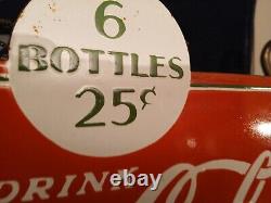 Rare Vintage Coca Cola Porcelain Sign Take Home A Carton Soda Pop Advertising