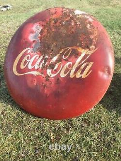 Rare Vintage Coca-Cola metal sign 4 Feet In diameter-barn find