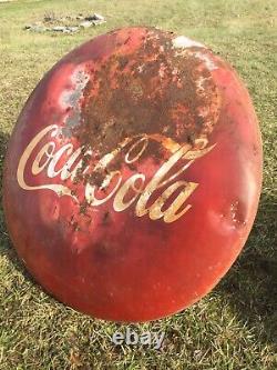 Rare Vintage Coca-Cola metal sign 4 Feet In diameter-barn find