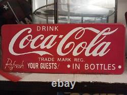 Rare Vintage Coca-cola Refresh Your Guests! In Bottles Porcelain Sign Soda Pop