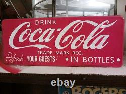 Rare Vintage Coca-cola Refresh Your Guests! In Bottles Porcelain Sign Soda Pop