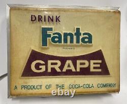 Rare Vintage Drink Fanta Grape Lighted Sign Works Coca-Cola Advertising Display