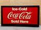 Rare! Vintage Ice Cold COCA COLA Sold Here Double Sided Framed Metal SIGN Diner