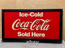 Rare! Vintage Ice Cold COCA COLA Sold Here Double Sided Framed Metal SIGN Diner