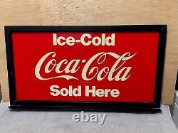 Rare! Vintage Ice Cold COCA COLA Sold Here Double Sided Framed Metal SIGN Diner