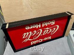 Rare! Vintage Ice Cold COCA COLA Sold Here Double Sided Framed Metal SIGN Diner