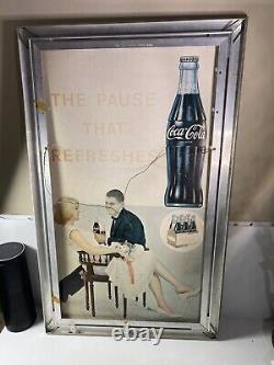 Rare Vintage Metal Coca Cola Frame Double Sided Coca Cola Litho 29 1/2 X 18