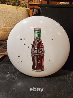 Rare Vintage Original 24 White Porcelain Coca Cola Bottle Metal Button Sign