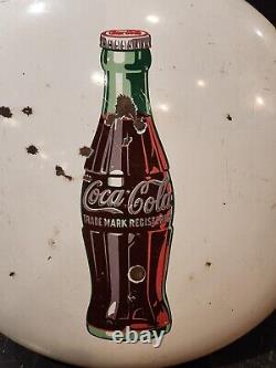 Rare Vintage Original 24 White Porcelain Coca Cola Bottle Metal Button Sign