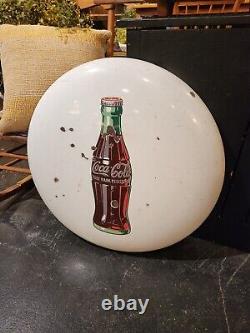 Rare Vintage Original 24 White Porcelain Coca Cola Bottle Metal Button Sign