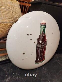 Rare Vintage Original 24 White Porcelain Coca Cola Bottle Metal Button Sign