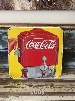 Rare Vintage Original Coca Cola / Coke Porcelain Sign Soda Fountain Dated 1940