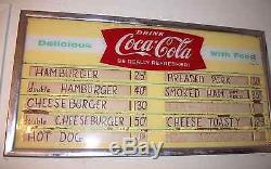 Rare Vintage Original Coca cola soda advertising sign menu board