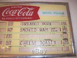 Rare Vintage Original Coca cola soda advertising sign menu board