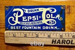 Rare Vintage Pepsi=Cola Double Dot Delicious Healthful 5? Tin Litho Sign