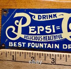 Rare Vintage Pepsi=Cola Double Dot Delicious Healthful 5? Tin Litho Sign