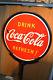 Rare Vtg 1938 Drink Coca Cola Soda Pop 2 Sided Porcelain Art Deco Lollipop Sign