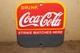 Rare Vtg Drink Coca Cola Soda Pop Match Strike Plate Porcelain Metal Sign NICE