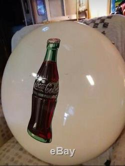 Rare White Vintage 1950's Coca Cola 24 Porcelain Button Sign One Of A Kind