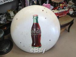 Rare White Vintage 1950's Coca Cola Soda Pop 36 Porcelain Button Sign