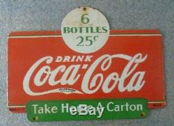 Rare old Coca Cola porcelain advertising sign