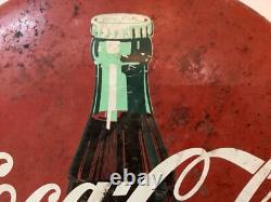 Rare original VINTAGE COCA COLA 20 INCH ROUND BUTTON SIGN