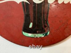 Rare original VINTAGE COCA COLA 20 INCH ROUND BUTTON SIGN