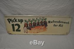 Rare vintage 1955 Coke Coca Cola 12 pk 50 Single Sided Self Framed Metal Sign