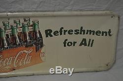 Rare vintage 1955 Coke Coca Cola 12 pk 50 Single Sided Self Framed Metal Sign