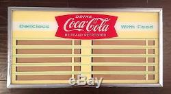 Rare vintage 1959 Coca Cola menu sign board fishtail Delicious with Food