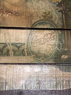 Rare vintage coca cola advertising wood sign