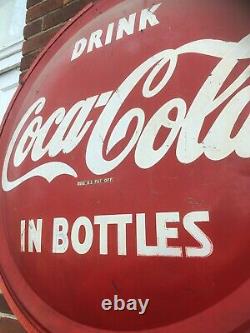 Rare vintage coca cola sign 3' Post Advertising Metal Coke 2 Side Double Both 57