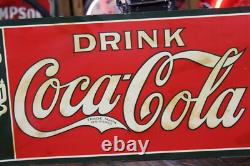 SCARCE 1920s DRINK COCA COLA IN BOTTLES EMBOSSED TIN TACKER METAL DEALER SIGN