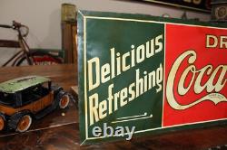 SCARCE 1920s DRINK COCA COLA IN BOTTLES EMBOSSED TIN TACKER METAL DEALER SIGN