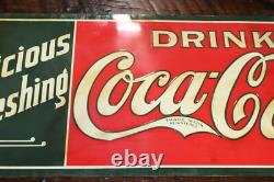 SCARCE 1920s DRINK COCA COLA IN BOTTLES EMBOSSED TIN TACKER METAL DEALER SIGN