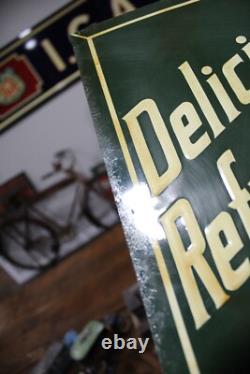 SCARCE 1920s DRINK COCA COLA IN BOTTLES EMBOSSED TIN TACKER METAL DEALER SIGN