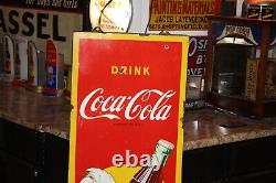 SCARCE 1940s DRINK COCA COLA SPRITE BOY PORCELAIN VERTICAL SIGN SODA POP BOTTLE