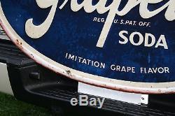 SCARCE 1950's 48 ENJOY GRAPETTE GRAPE SODA EMBOSSED METAL SIGN COKE POP