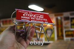 SCARCE 1950s PRENEZ DU COCA COLA PAINTED METAL SHOPPING CART SIGN FRENCH STORE